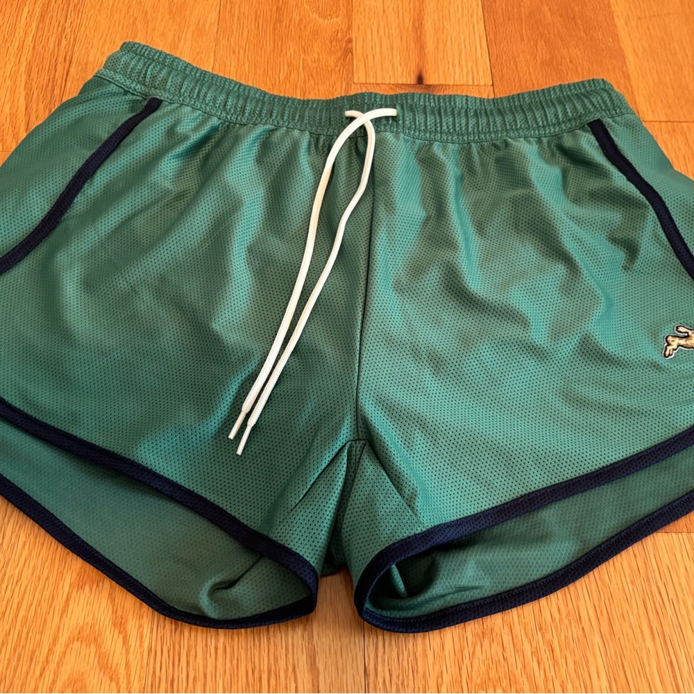 Tracksmith Green and Blue Athletic Shorts Lightweight Performance
